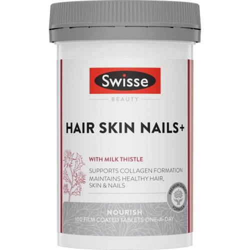 Swisse Beauty Hair Skin Nails+ - Supports Collagen Formation & Reduces Nail Splitting - 100 Tablets